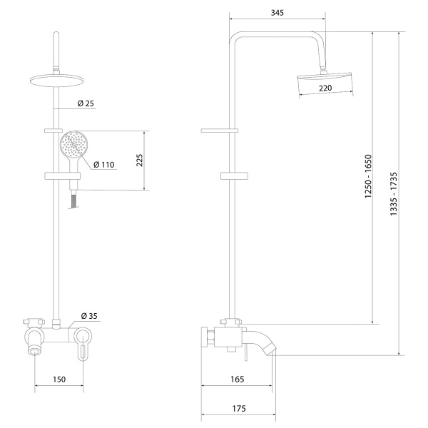 Душевая система Славен с изливом Город Т (СЛ-ОД-Т60)