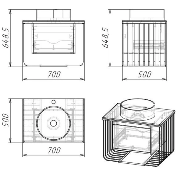 Тумба подвесная Grossman ВИНТАЖ-70 см 107008 с 1-м ящ, веллингтон/металл золото