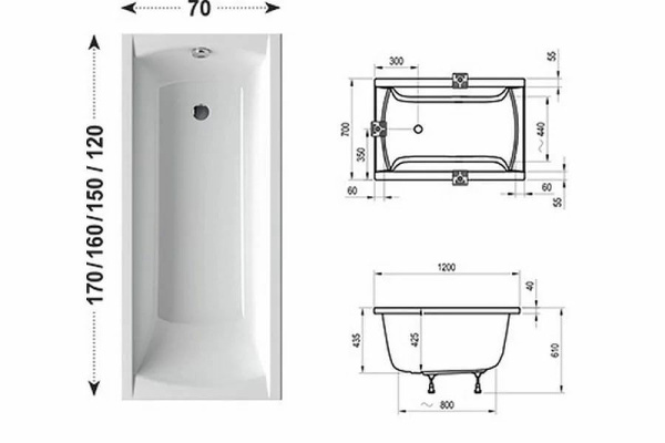 Акриловая ванна Ravak Classic (120x70) C861000000 Акриловая ванна Ravak Classic (120x70) C861000000
