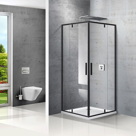 Душевой уголок Vincea  Slim VPR-2SL9090CLB,  (90х90) матовый черный, стекло прозрачное