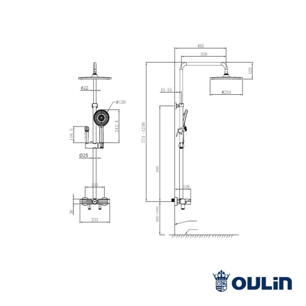 Душевая система с изливом Oulin OL-HT-2605