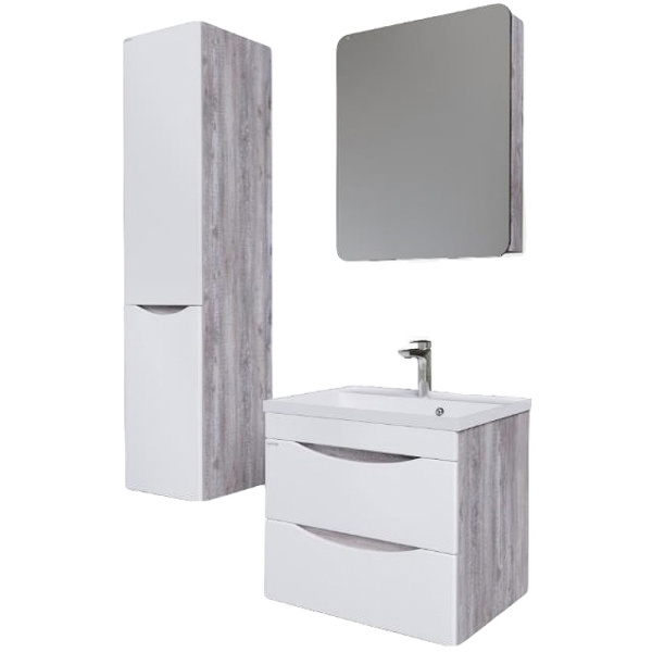 Тумба подвесная Grossman ТАЛИС-60 см 106010 бетон пайн/белый глянец