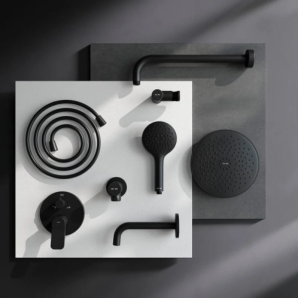 Душевой комплект с изливом Am.Pm X-Joy FB85A3RH32 черный матовый