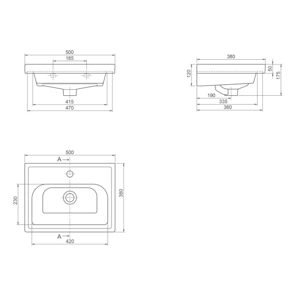 Умывальник мебельный Opadiris CeraStyle Frame 50 030900-u