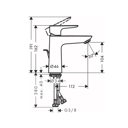 Смеситель для раковины с донным клапаном Hansgrohe Talis E 71710670 черный матовый