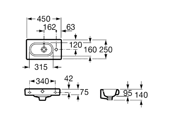 Раковина подвесная (45x25) Roca Meridian  327248000
