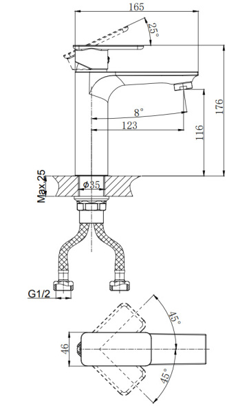 Смеситель для раковины RUSH Bruny BR4335-12
