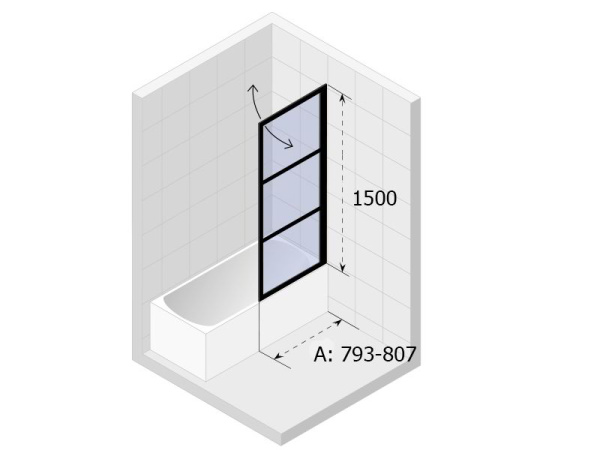 Шторка для ванной Riho Grid G004047121