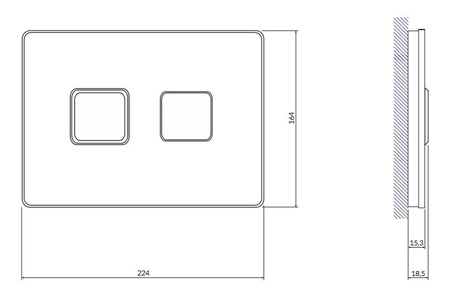 Кнопка Cersanit ACCENTO SQUARE пневматическая стекло черный 63529
