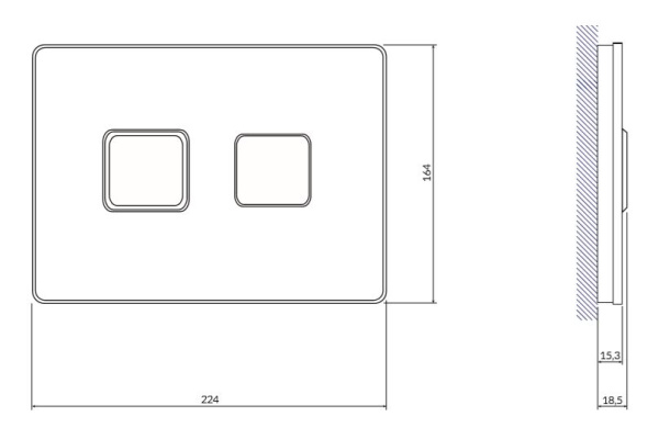 Кнопка Cersanit ACCENTO SQUARE пневматическая стекло черный 63529
