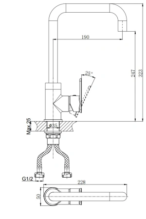 Смеситель для кухни RUSH Bruny BR4335-22