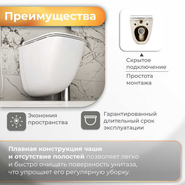 Унитаз подвесной безободковый Grossman  GR-4497SQC с сиденьем микролифт