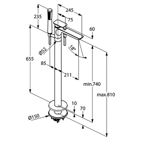 Смеситель напольный для ванны Kludi E2 495900575