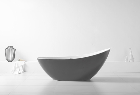 Акриловая ванна (184х79) ABBER AB9233G без гидромассажа, Серый