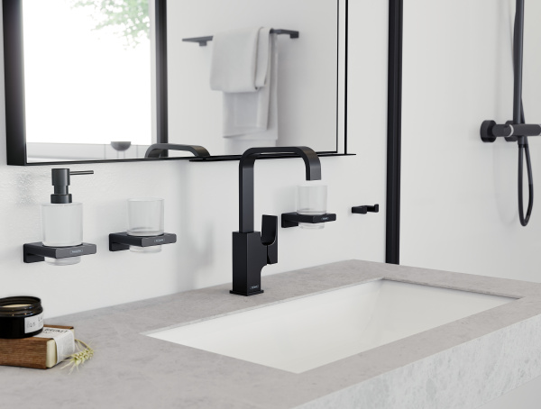 Смеситель для раковины с донным клапаном Push-Open Hansgrohe Metropol 32511670 черный матовый