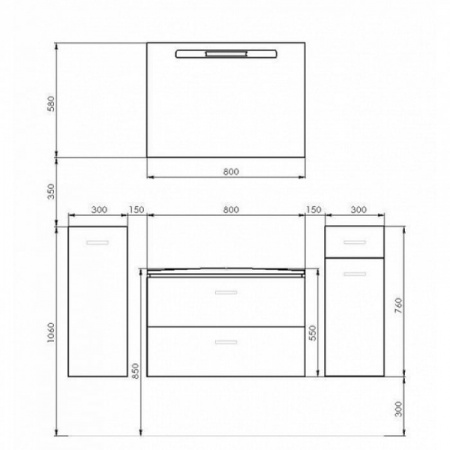 Тумба с раковиной Valente Versante Vern800.91