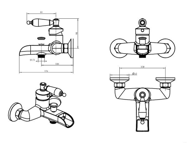 Смеситель для ванны Boheme Vogue 223-SW