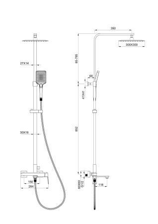 Душевая система WONZON & WOGHAND DIAMOND, брашированное золото WW-88739011-BG