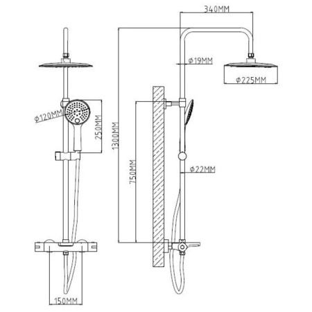 Душевая система с изливом Esko STT5054