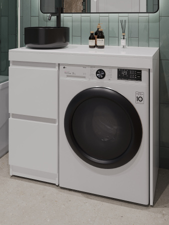 Тумба напольная под стиральную машину с раковиной Orange Sistema STM-100TUW+B07-345B белый