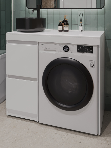 Тумба напольная под стиральную машину с раковиной Orange Sistema STM-100TUW+B07-345B белый