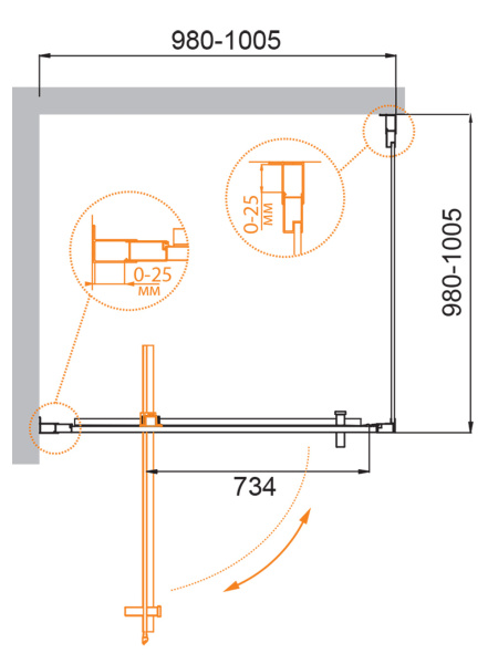 Душевой уголок (100х100) CEZARES MOLVENO MOLVENO-A-1-100-C-Cr-IV