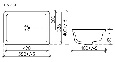 Раковина встраиваемая снизу (55х40) Ceramica Nova ELEMENT CN6045