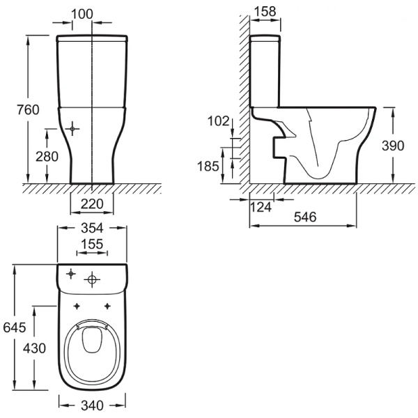 Чаша унитаза напольного Jacob Delafon Struktura UJAJ102-WTE без бачка и сиденья