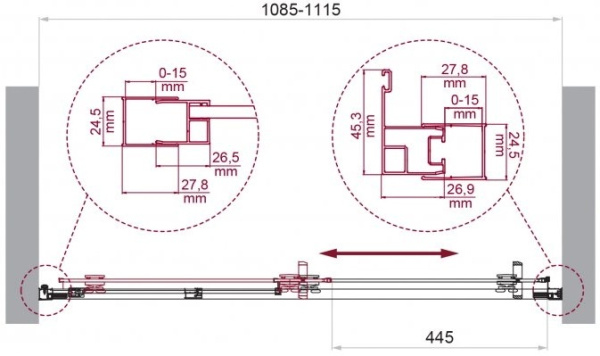 Душевая дверь BelBagno Luce LUCE-BF-1-110-C-ORO