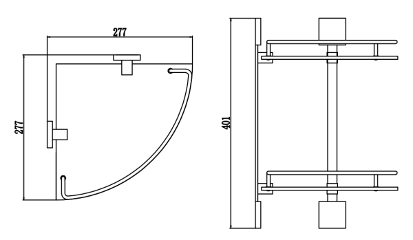 Полка угловая Savol двойная стеклянная S-065322H