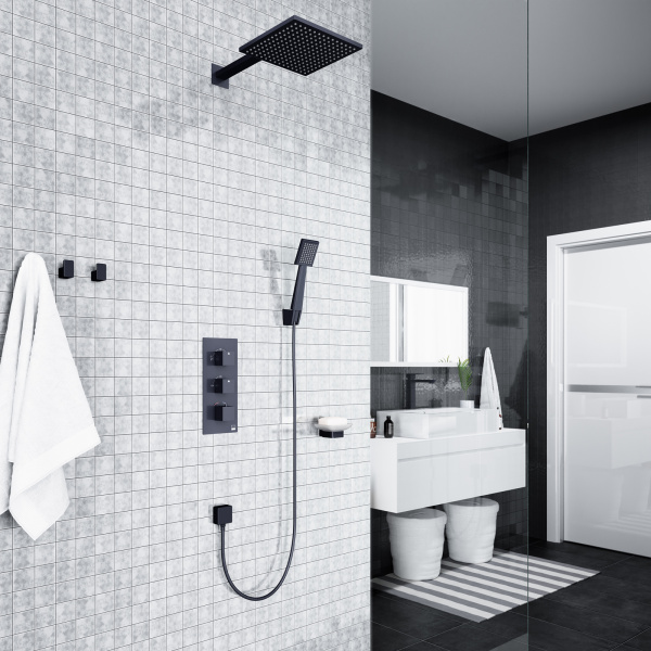 Душевая система встроенная с термостатом Timo Tetra-thermo черный SX-0199/03SM