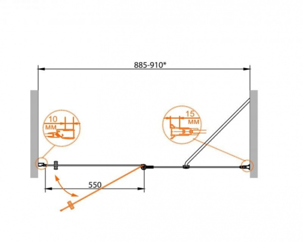 Дверь в нишу Cezares ROYAL PALACE-A-B-12-60/60-CP-Cr