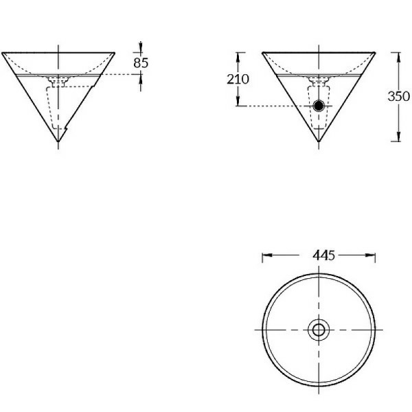 Раковина напольная (45х45) Kerama Marazzi Cono CO.NN.wbi.44\BLK.M