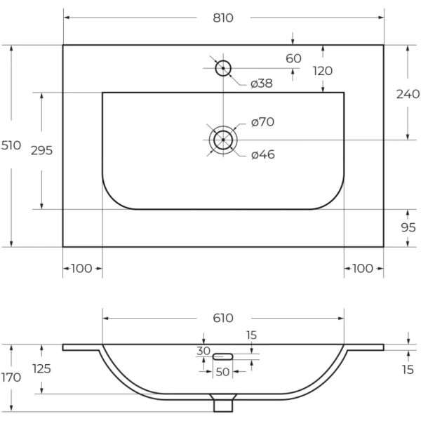 Керамическая раковина CEZARES CZR-8099-80/50