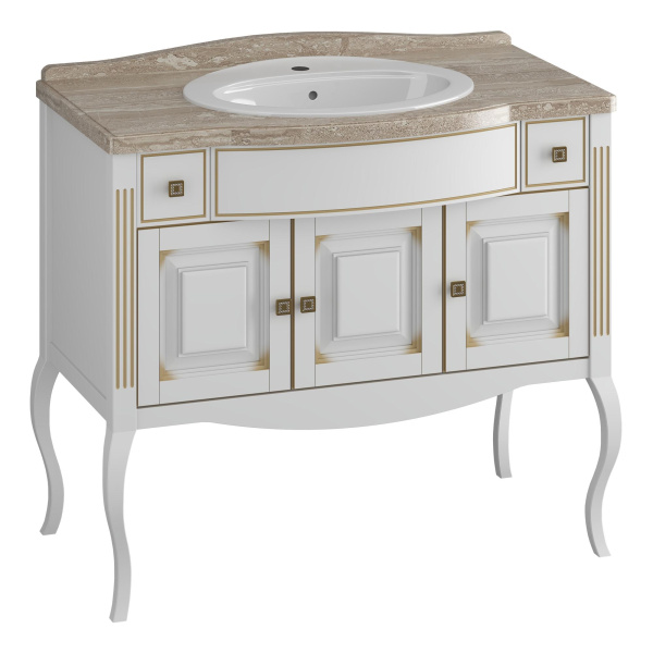 Тумба под раковину Opadiris Лаура 100  Z0000007090 белый с патиной (без раковины)