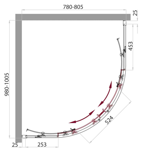 Душевой уголок (100х80) BelBagno SELA-RH-2-100/80-C-Cr