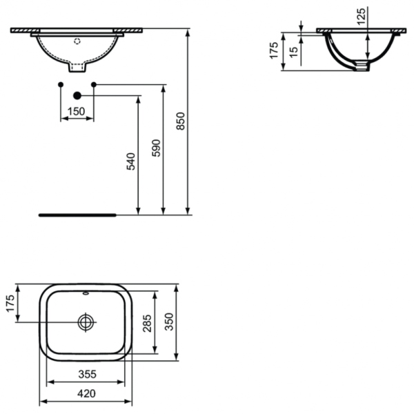 Раковина встраиваемая снизу Ideal Standard Connect E505601 Раковина встраиваемая снизу Ideal Standard Connect E505601