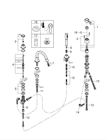 Смеситель для ванны на 4 отверстия Grohe Grandera 19936 000 (19936000) хром