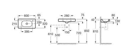 Раковина подвесная (60x32) Roca Meridian  32724T000