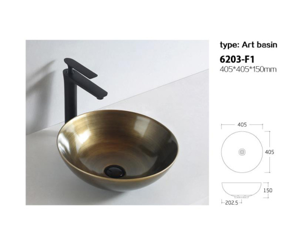 Накладная раковина  (40,5х40,5) Bronze de Luxe бронза 6203