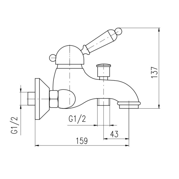 Смеситель для ванны Rav Slezak Labe L554.5CMAT