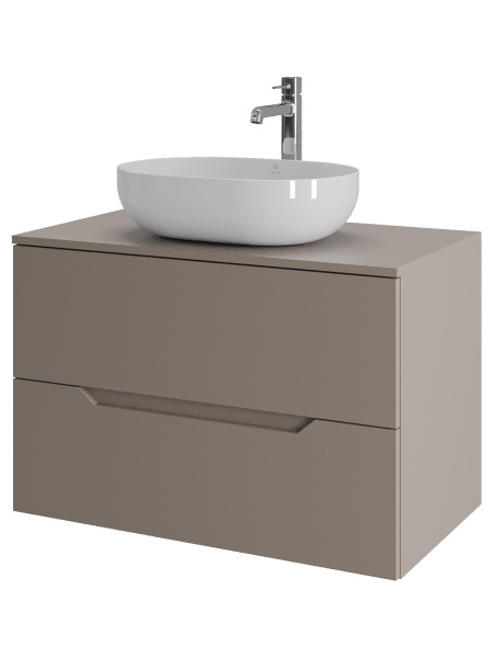 Тумба с раковиной подвесная 80 см, Orange Line Li-80TuLMDF+B05-480W латте/белый