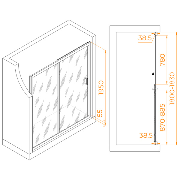 Душевая дверь 180 см RGW Passage PA-016 350801618-11 прозрачное