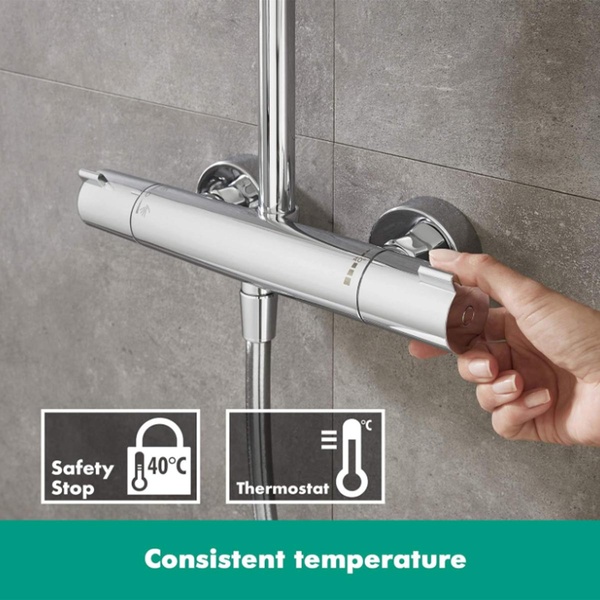 Душевая система с термостатом Hansgrohe Crometta Е 240 1jet Showerpipet EcoSmart 27281000 хром