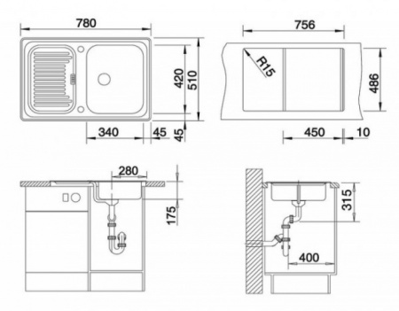 Комплект Blanco CLASSIC 45 S + DARAS 521313D2