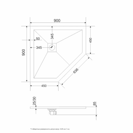 Поддон трапеция (100х100) RGW ST/T-0100W 16155100-01