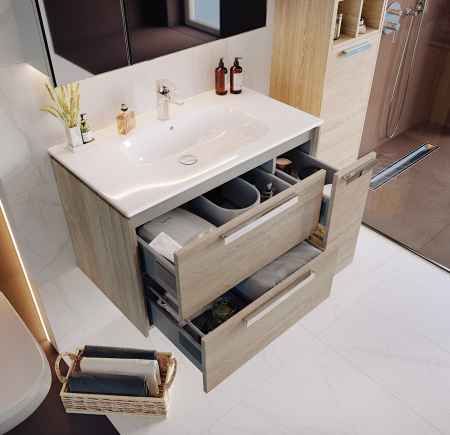 Тумба под раковину Roca Lago 80 светлый дуб 857296444