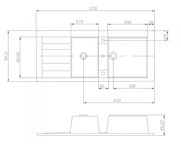 Кухонная мойка Акватон Торина двойная,черная 1A712032TR100