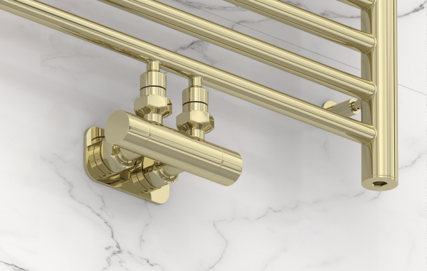 Вентиль Сунержа угловой EU50 (2 х G 1/2" НР х G 3/4" НГ) 020-1416-1234 шампань глянцевый