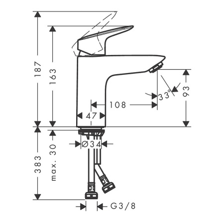 Смеситель для раковины Hansgrohe Logis 71107670 (черный матовый)